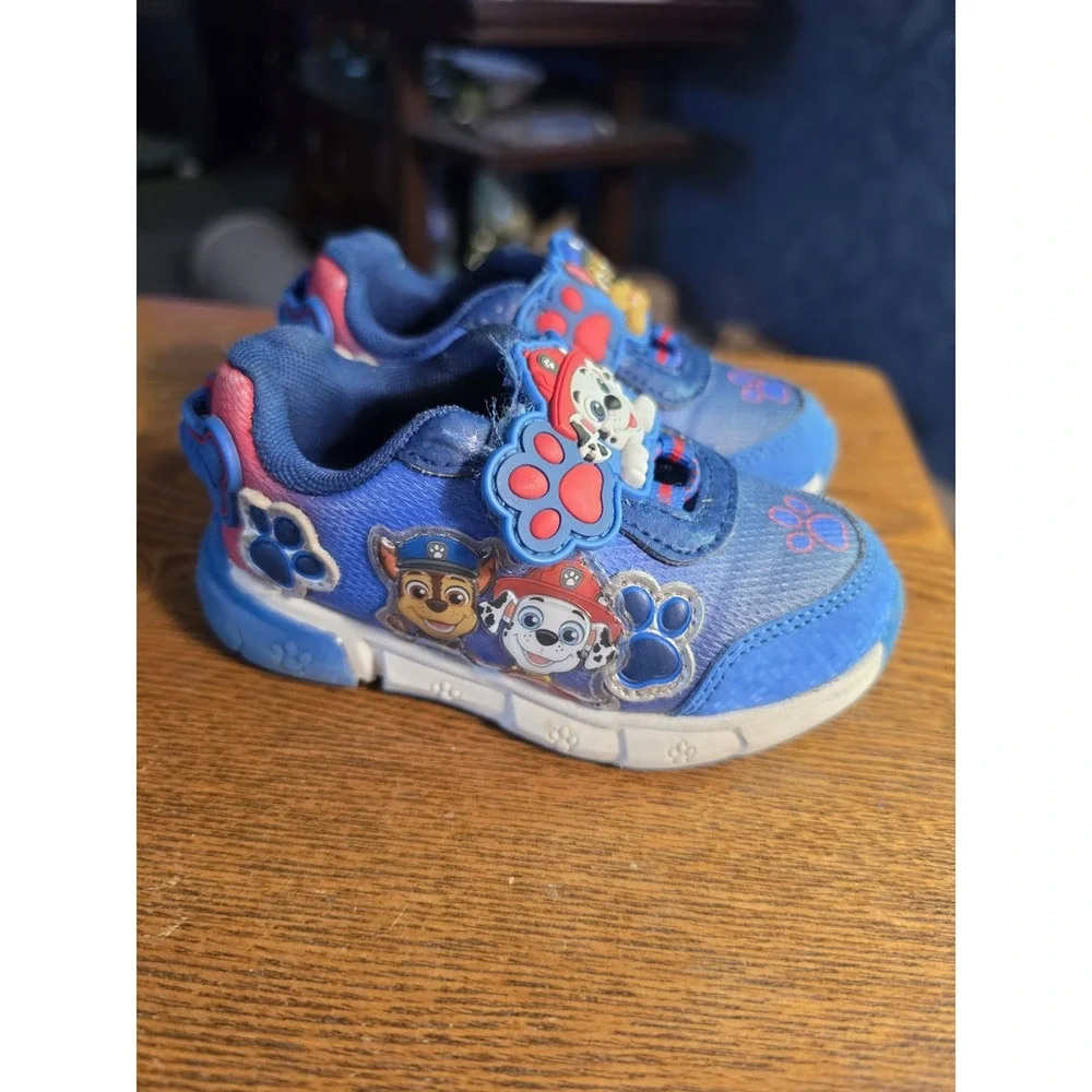 Boys Paw Patrol Light Up Shoes  with Chase & Marshall Kids Flashing Shoes  Size6